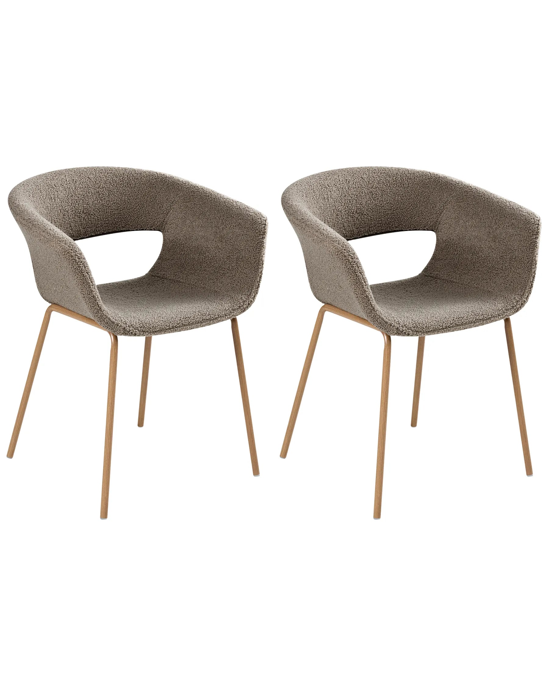 Set of 2 Dining Chairs ELMA Boucle Taupe