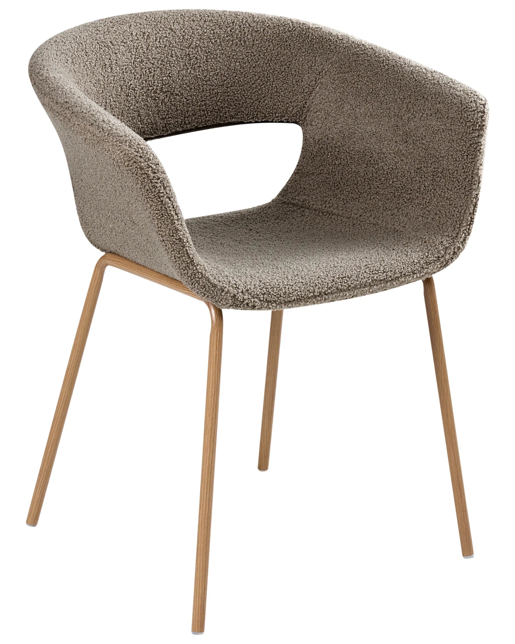 Set of 2 Dining Chairs ELMA Boucle Taupe