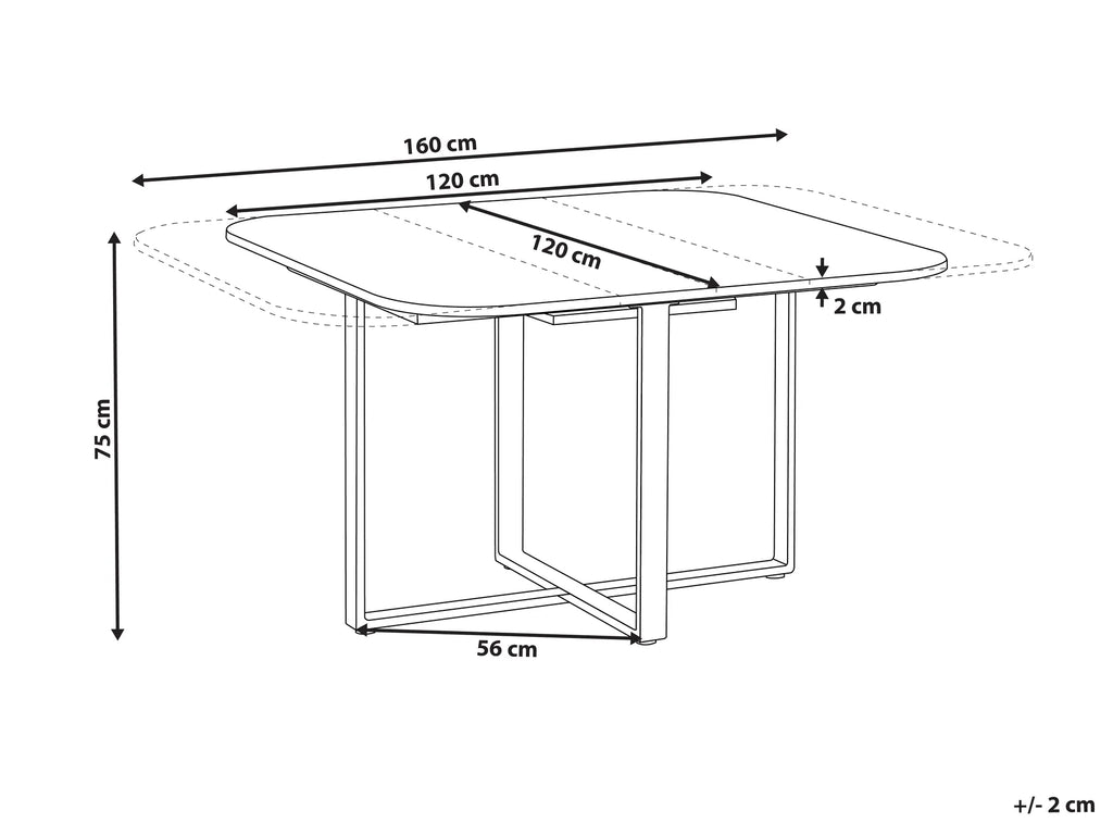 Extending Dining Table COOPER Brown 120/160 cm 120 cm