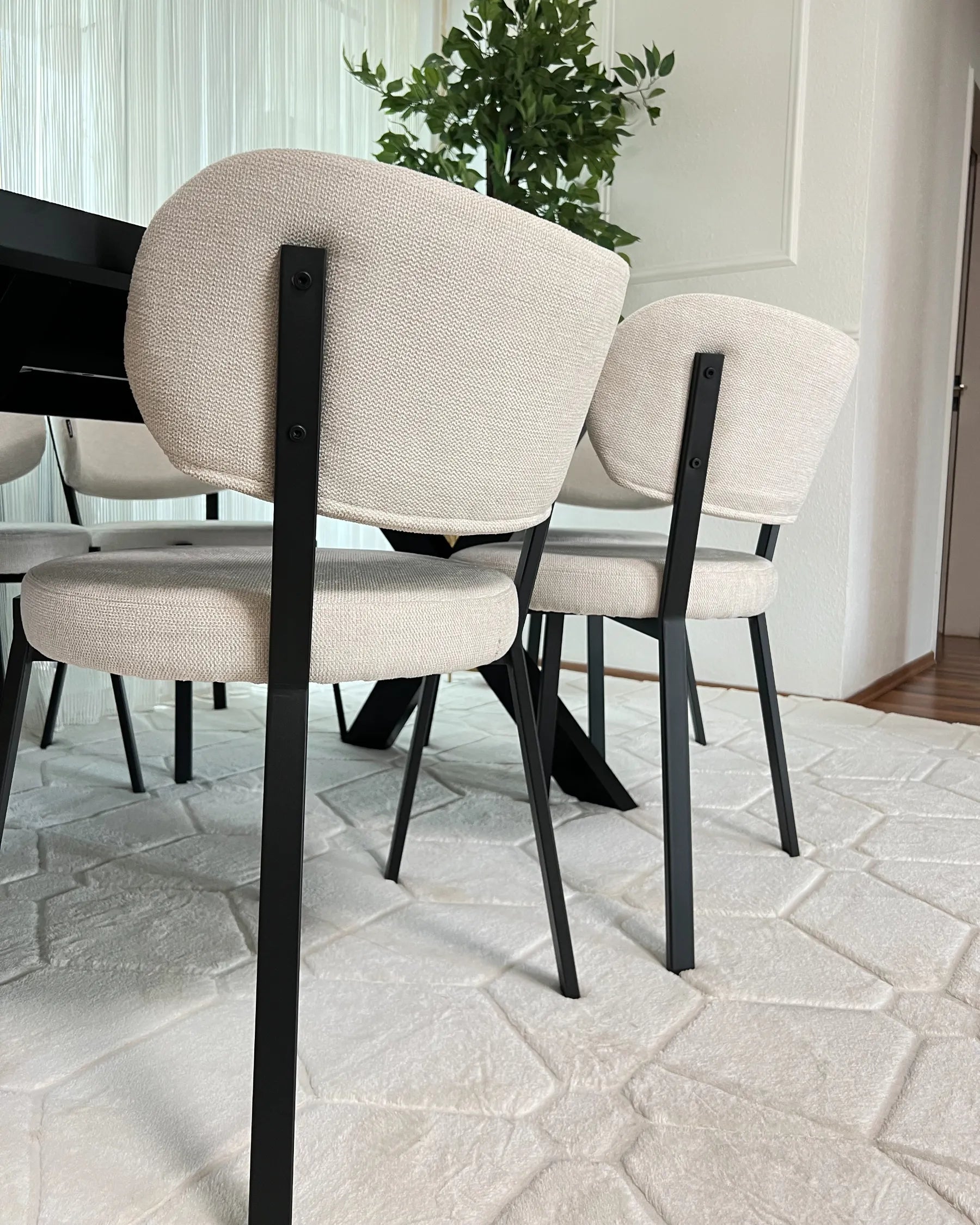 Set of 2 Dining Chairs BRONTE Fabric Light Beige