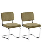 Set of 2 Dining Chairs IRWIN Corduroy Olive Green