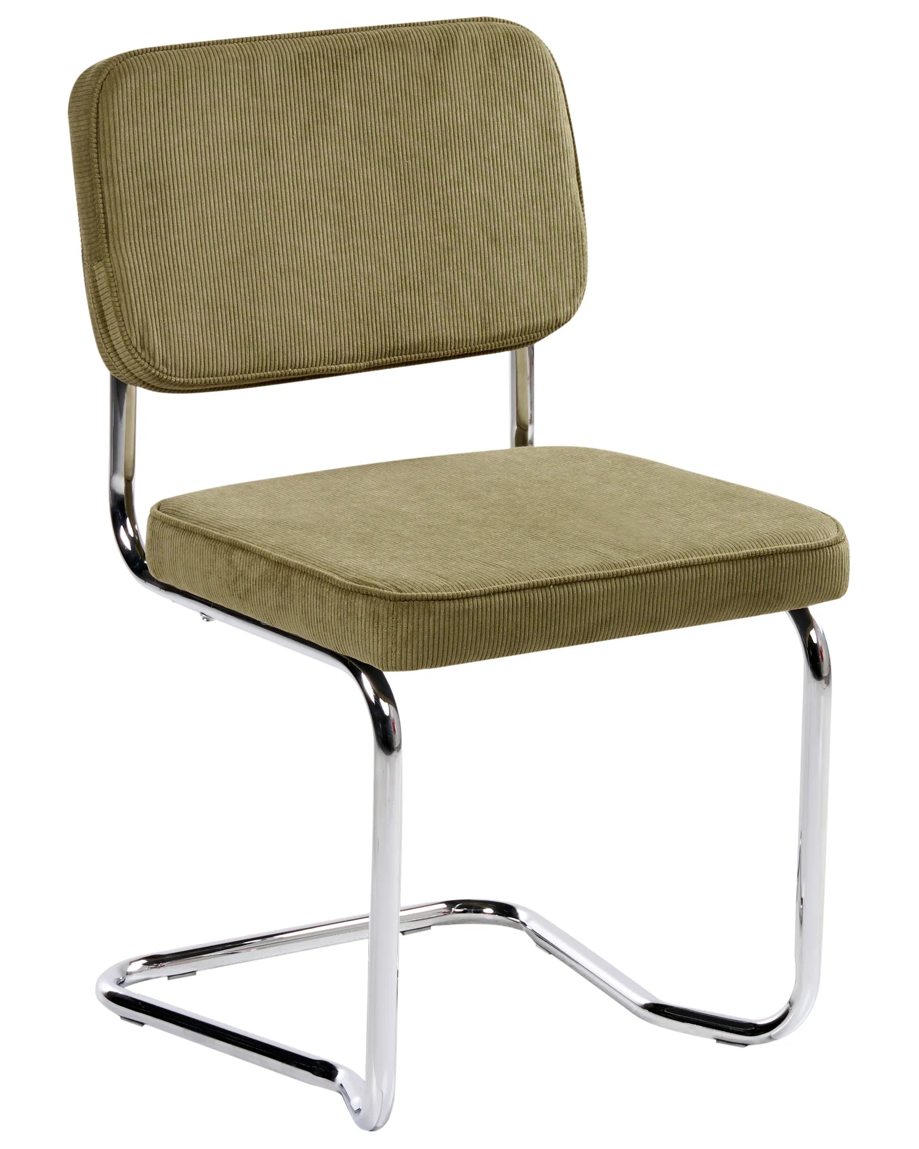 Set of 2 Dining Chairs IRWIN Corduroy Olive Green
