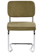 Set of 2 Dining Chairs IRWIN Corduroy Olive Green