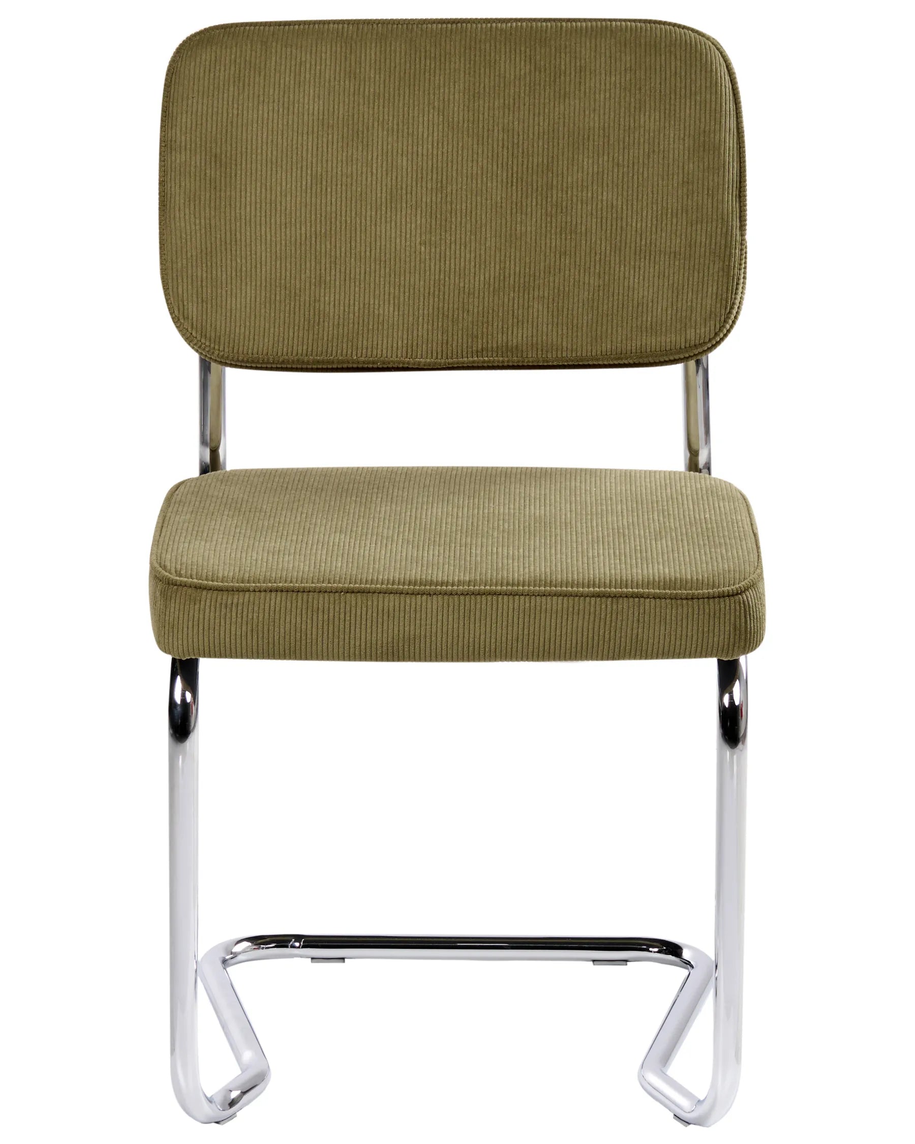 Set of 2 Dining Chairs IRWIN Corduroy Olive Green
