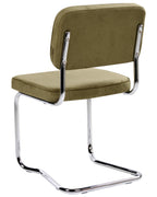 Set of 2 Dining Chairs IRWIN Corduroy Olive Green