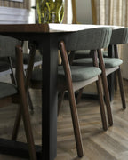 Set of 2 Dining Chairs MYLO Fabric Dark Brown/ Green
