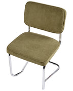 Set of 2 Dining Chairs IRWIN Corduroy Olive Green
