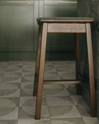 Set of 2 Bar Stools DIXON Wood Dark Brown/ Green