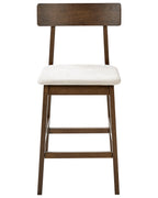 Set of 2 Bar Chairs ISANTI Wood Dark Brown/ Taupe