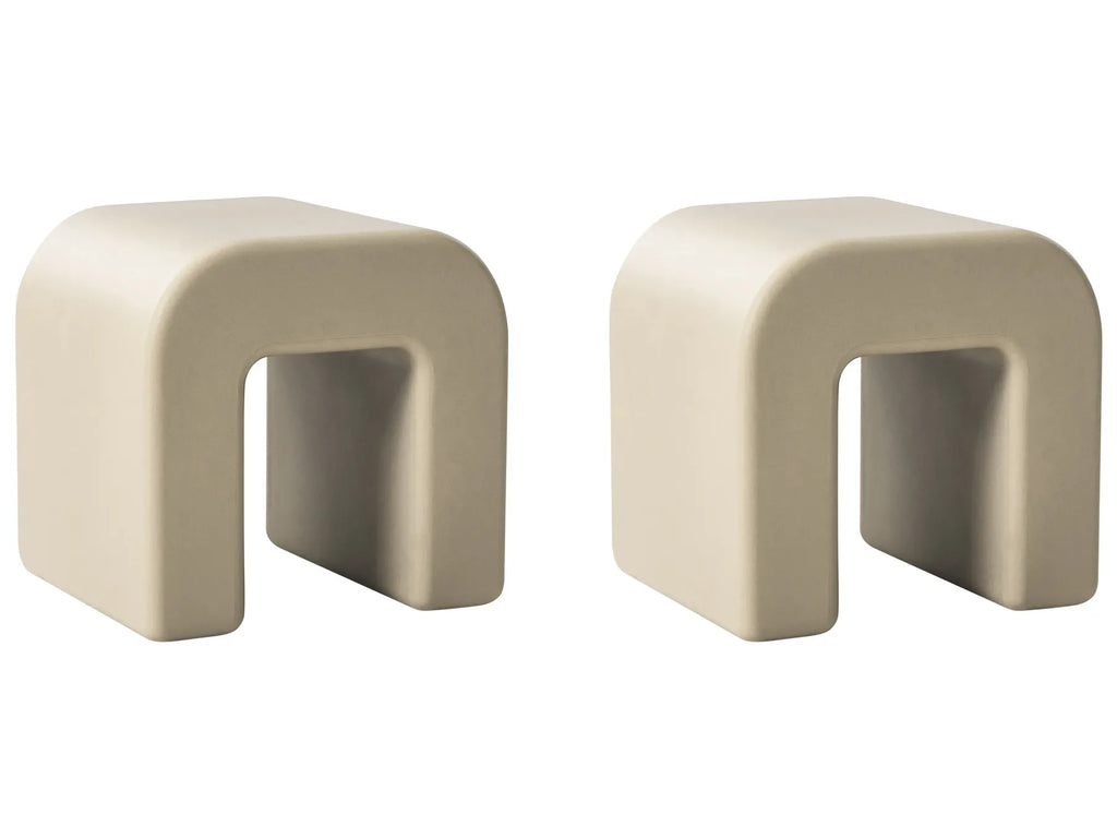 Set of 2 Side Tables MOZIA Olive Green Beige