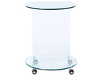 Side Table MINTO Tempered Glass Transparent with Wheels