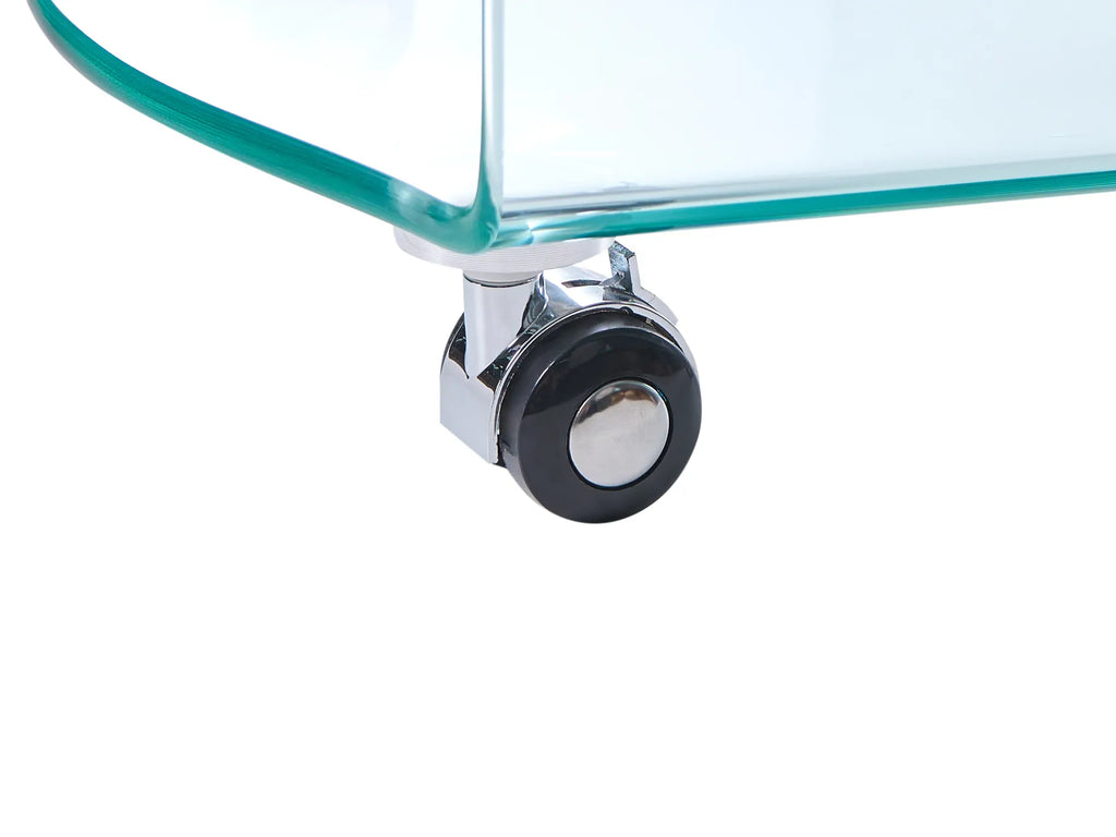 Side Table MINTO Tempered Glass Transparent with Wheels