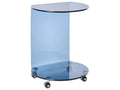 Side Table MINTO Tempered Glass Blue with Wheels