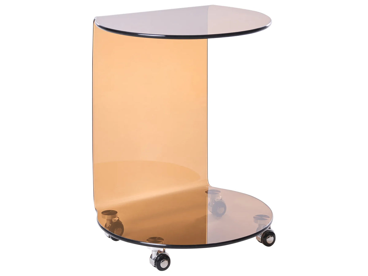 Side Table MONTERA Tempered Glass Brown with Wheels — main product view