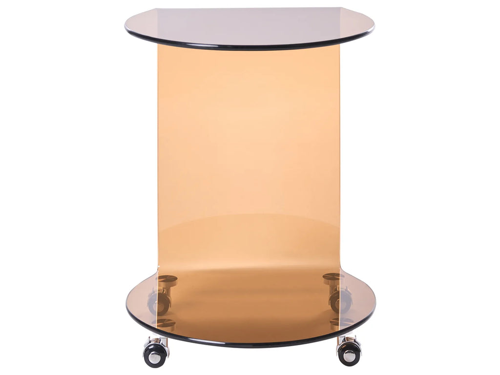 Side Table MONTERA Tempered Glass Brown with Wheels — alternate product view