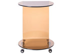Side Table MONTERA Tempered Glass Brown with Wheels — alternate product view