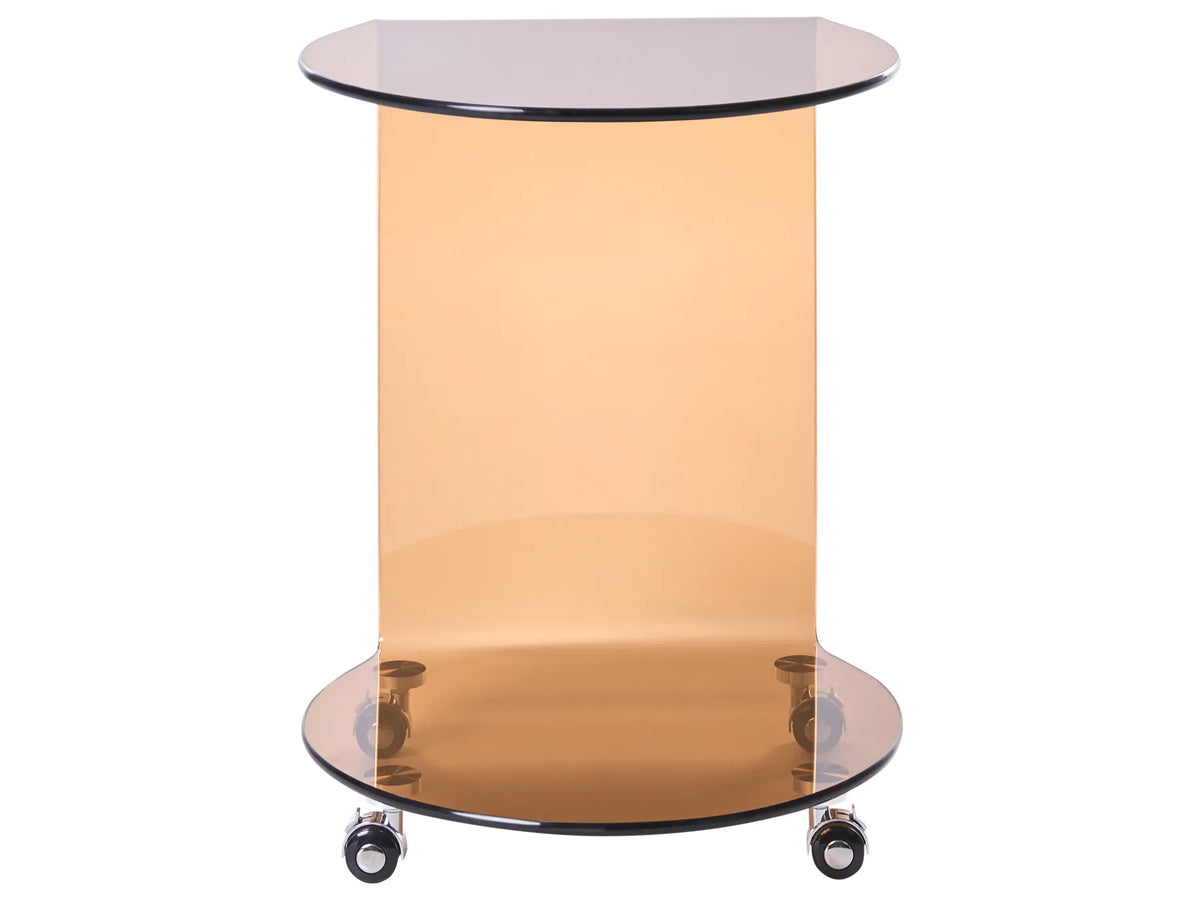 Side Table MONTERA Tempered Glass Brown with Wheels — alternate product view