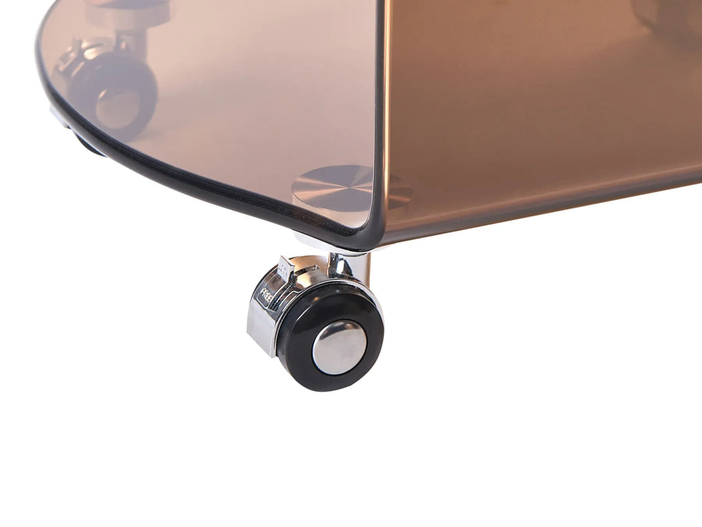 Side Table MONTERA Tempered Glass Brown with Wheels — side product view