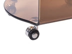Side Table MONTERA Tempered Glass Brown with Wheels — side product view