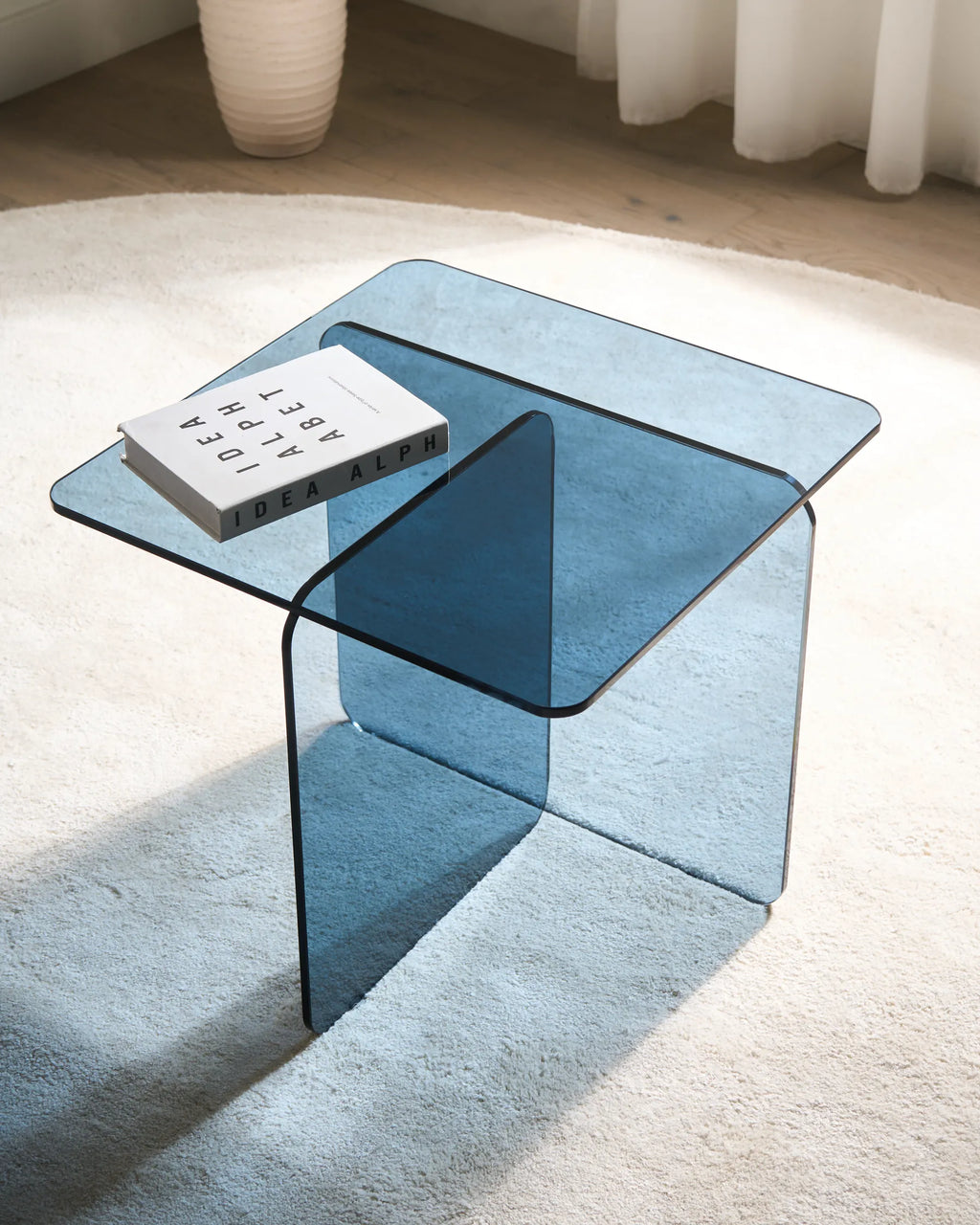 Side Table AMISK Tempered Glass Blue