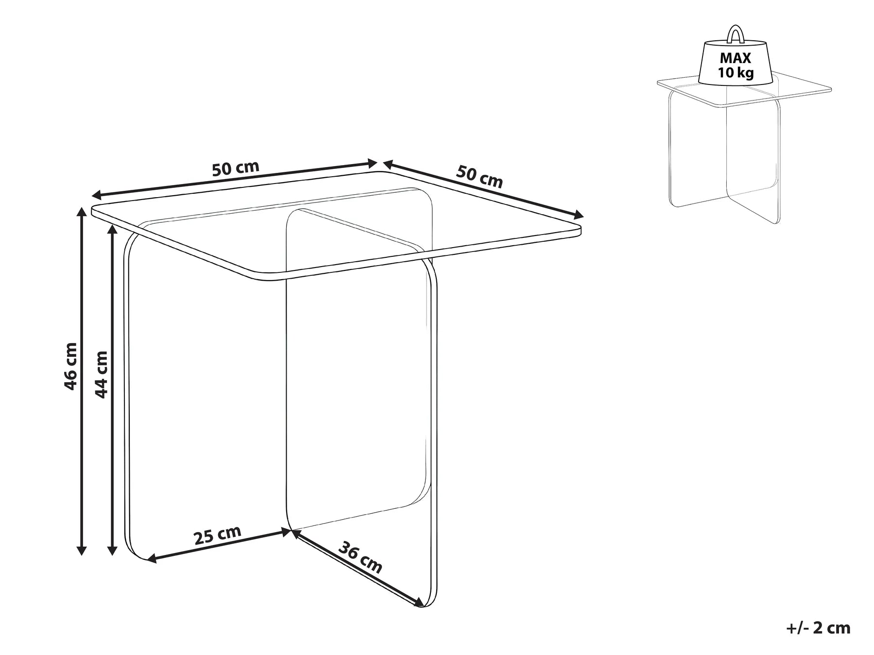 Side Table AMISK Tempered Glass Blue