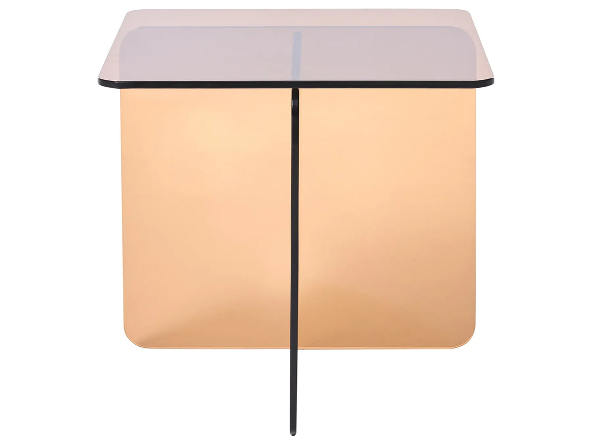 Side Table SAVINA Tempered Glass Brown — front product view