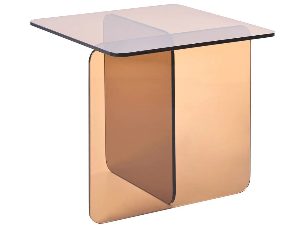 Side Table SAVINA Tempered Glass Brown — side product view