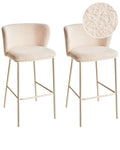 Set of 2 Bar Chairs MINA II Boucle Light Beige