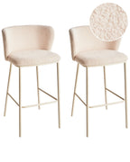 Set of 2 Bar Chairs MINA II Boucle Light Beige
