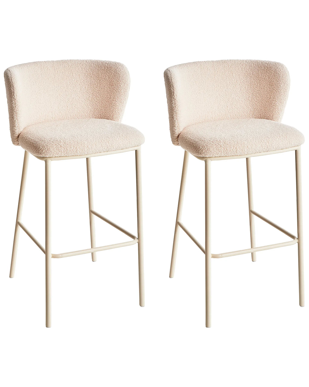 Set of 2 Bar Chairs MINA II Boucle Light Beige