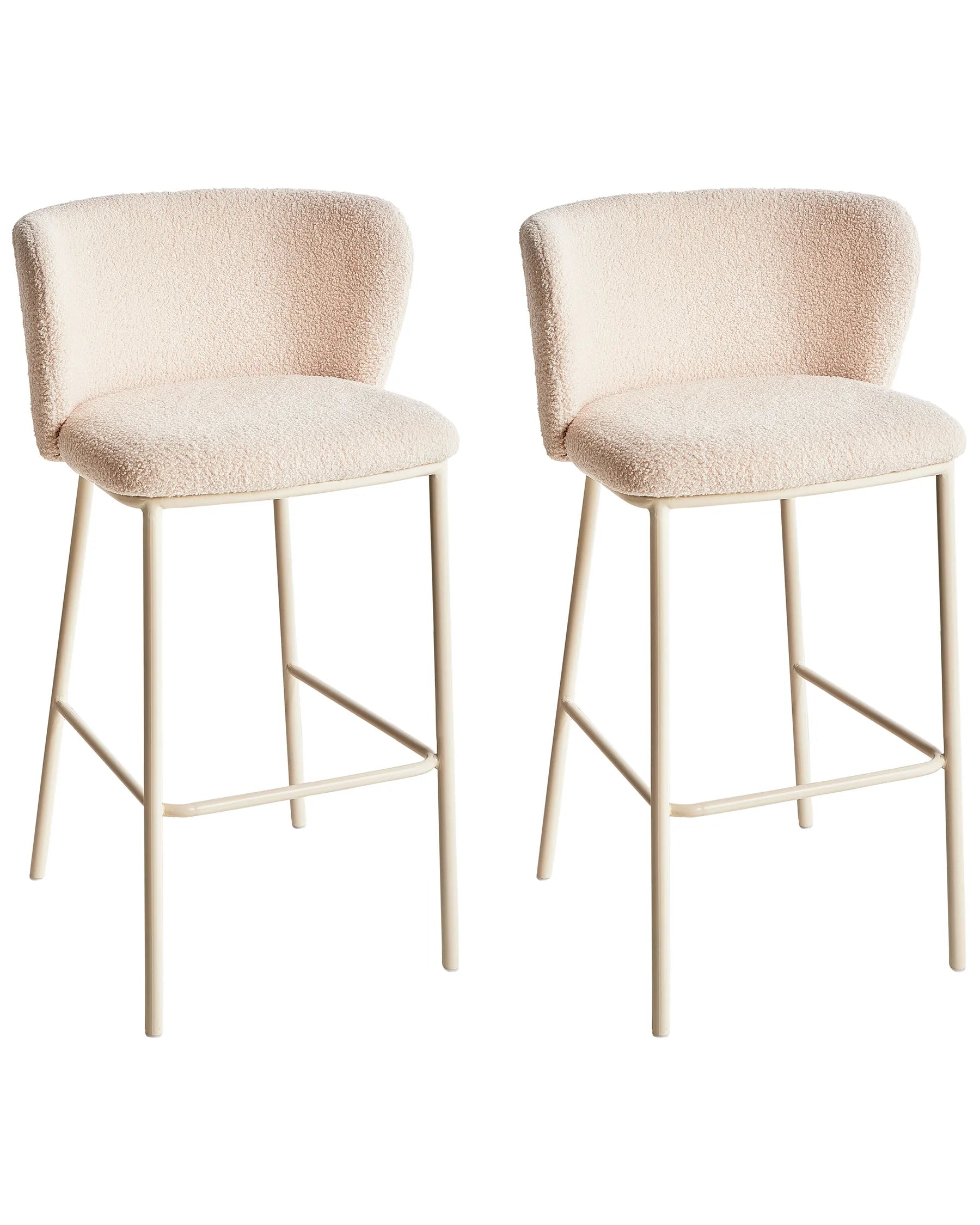 Set of 2 Bar Chairs MINA II Boucle Light Beige