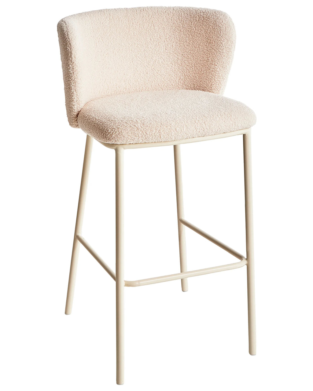 Set of 2 Bar Chairs MINA II Boucle Light Beige