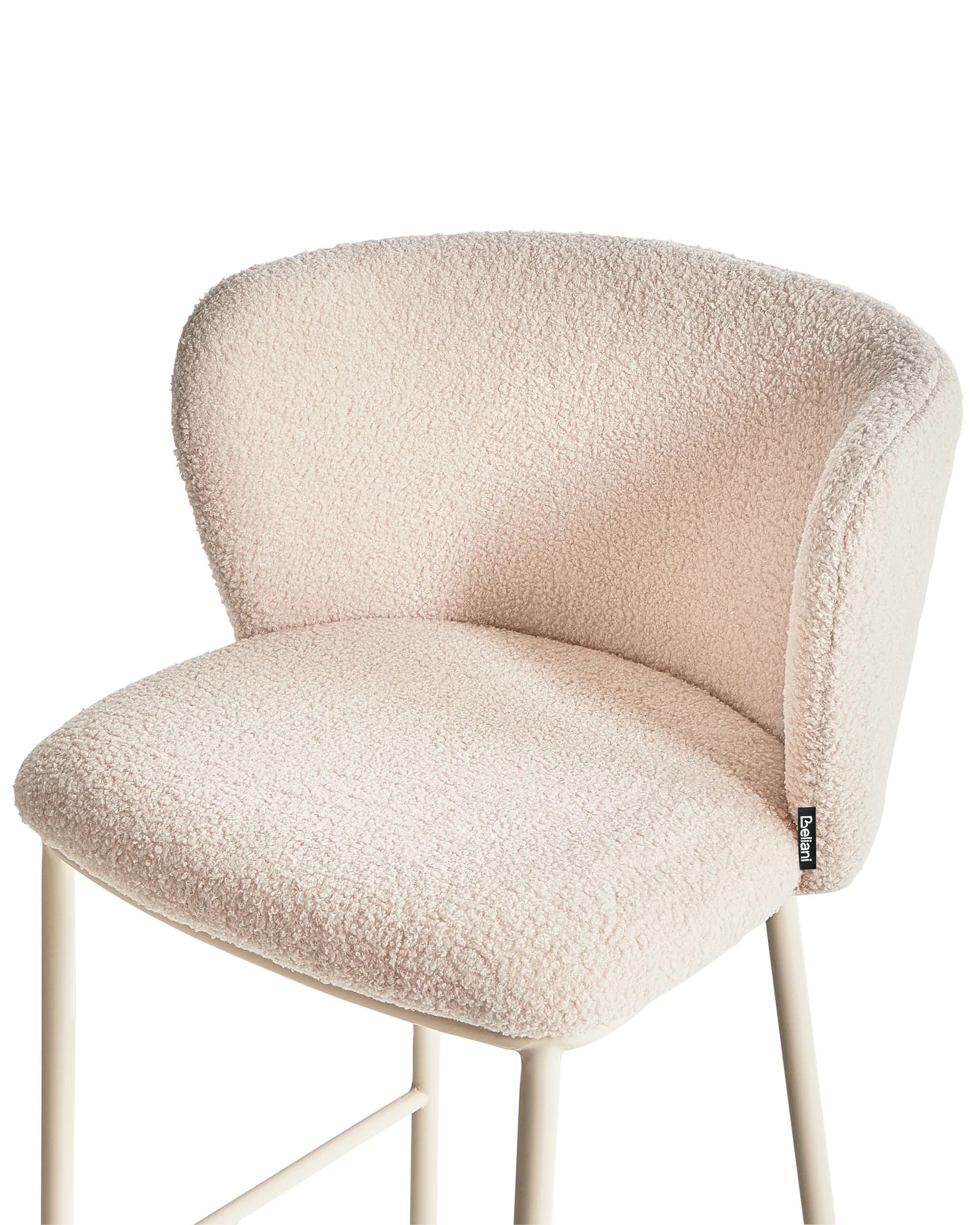 Set of 2 Bar Chairs MINA II Boucle Light Beige