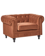 Armchair CHESTERFIELD Velvet Golden Brown