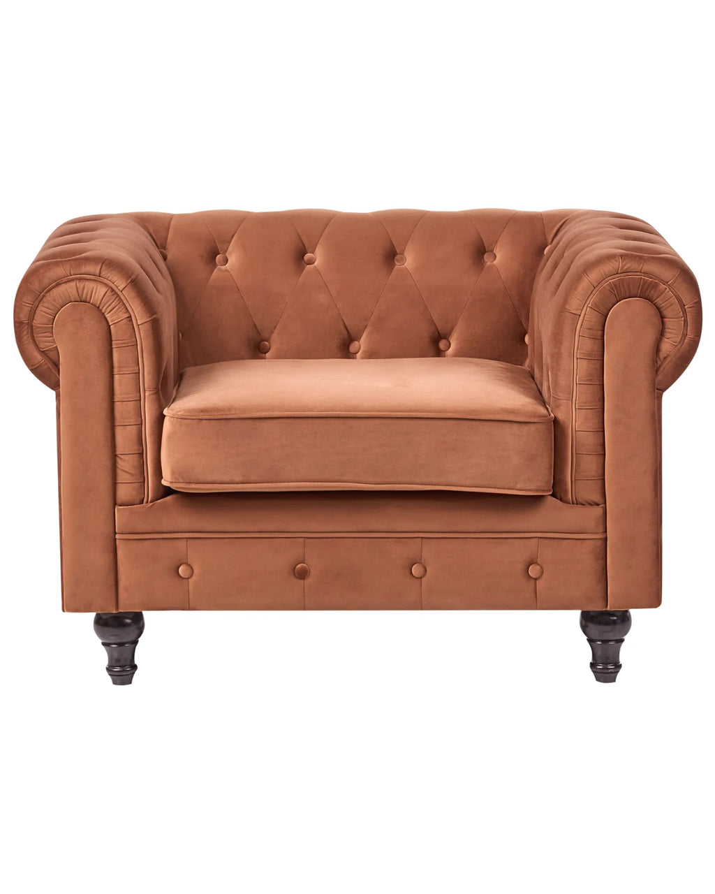 Armchair CHESTERFIELD Velvet Golden Brown