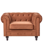 Armchair CHESTERFIELD Velvet Golden Brown