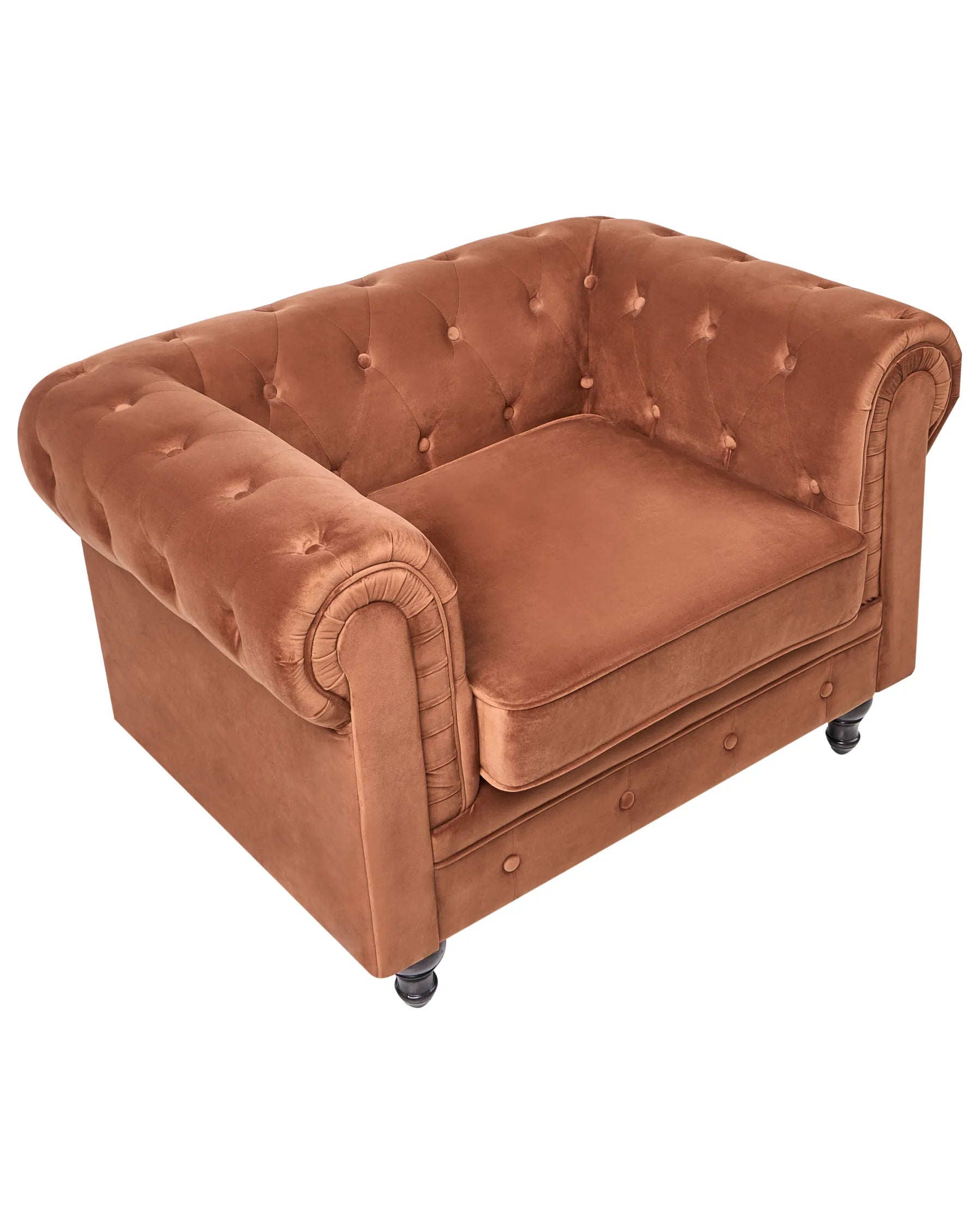Armchair CHESTERFIELD Velvet Golden Brown