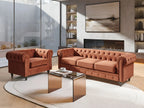 Armchair CHESTERFIELD Velvet Golden Brown