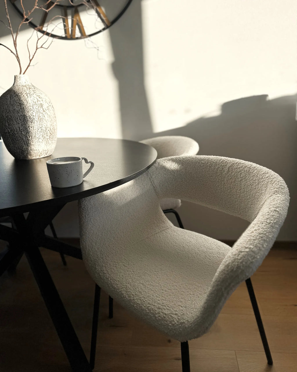 Set of 2 Dining Chairs ELMA Boucle Off-White