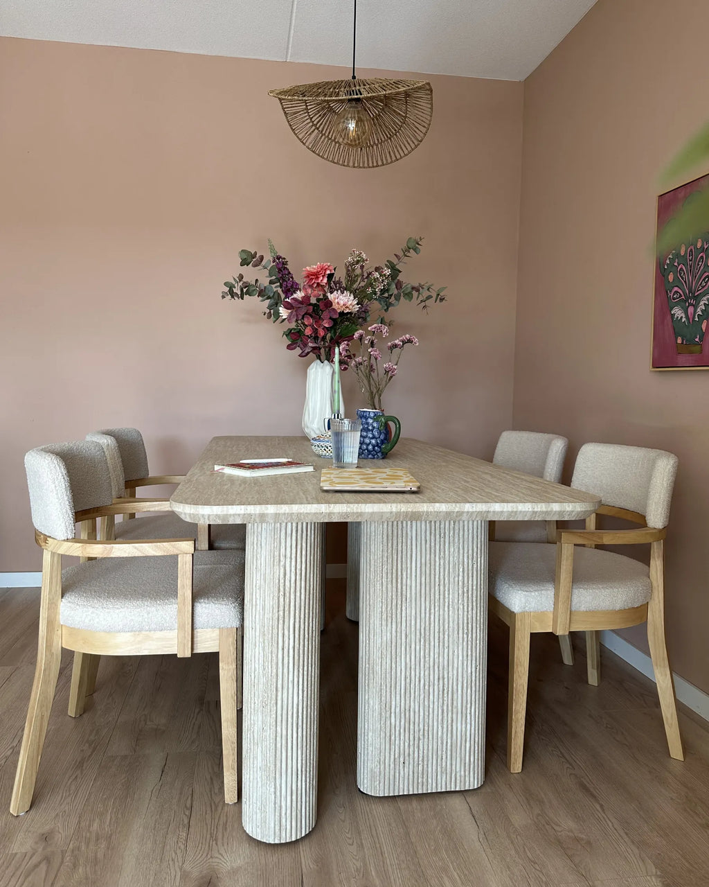 Dining Table BARROY Travertine Effect 180 cm 90 cm