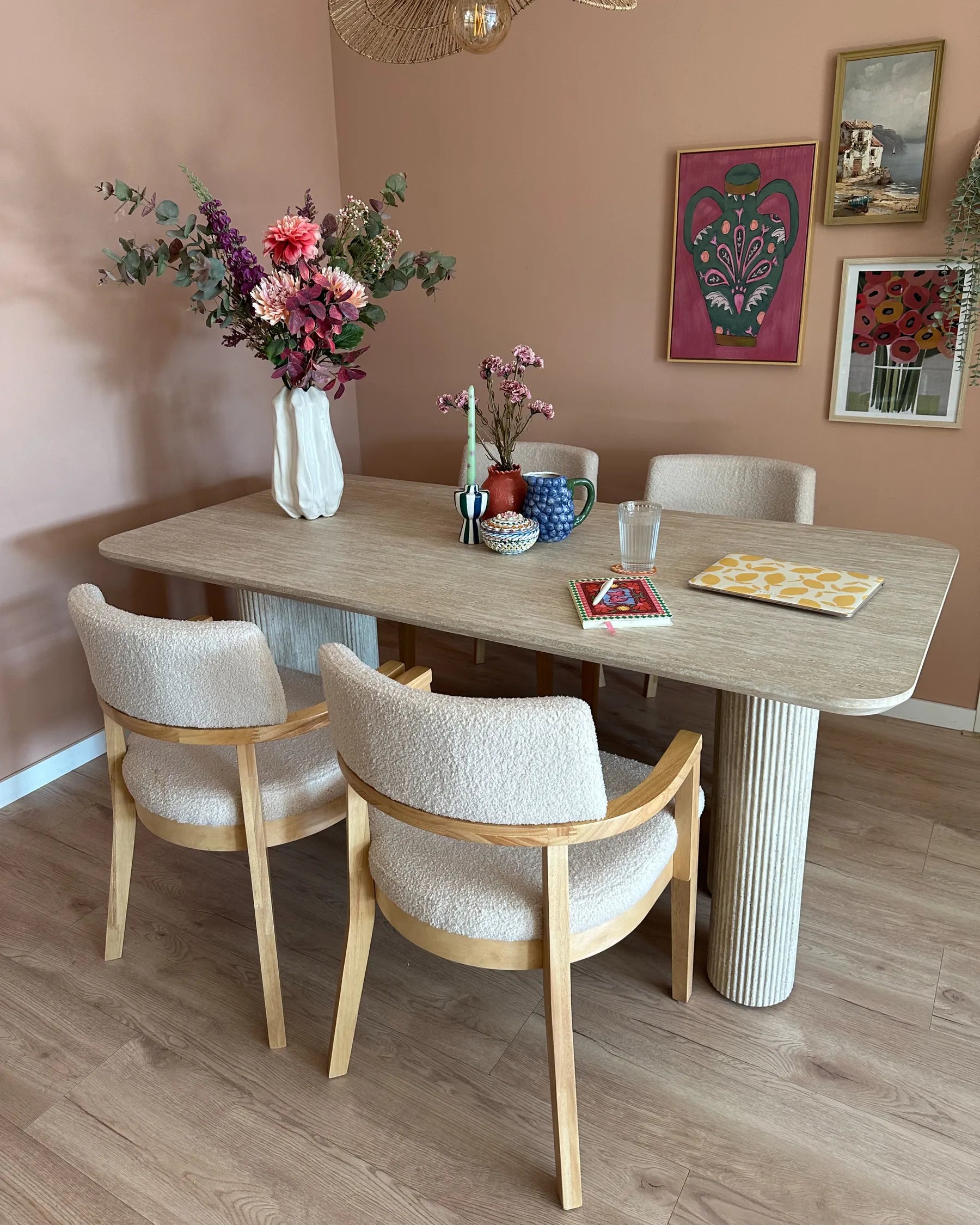 Dining Table BARROY Travertine Effect 180 cm 90 cm