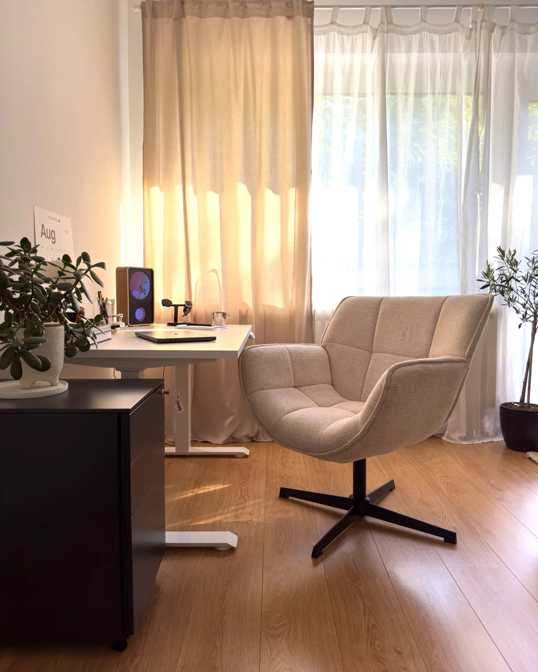 Swivel Armchair AUMA Fabric Beige