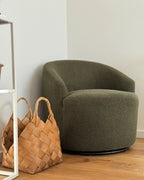 Swivel Armchair DAVIK Boucle Dark Green