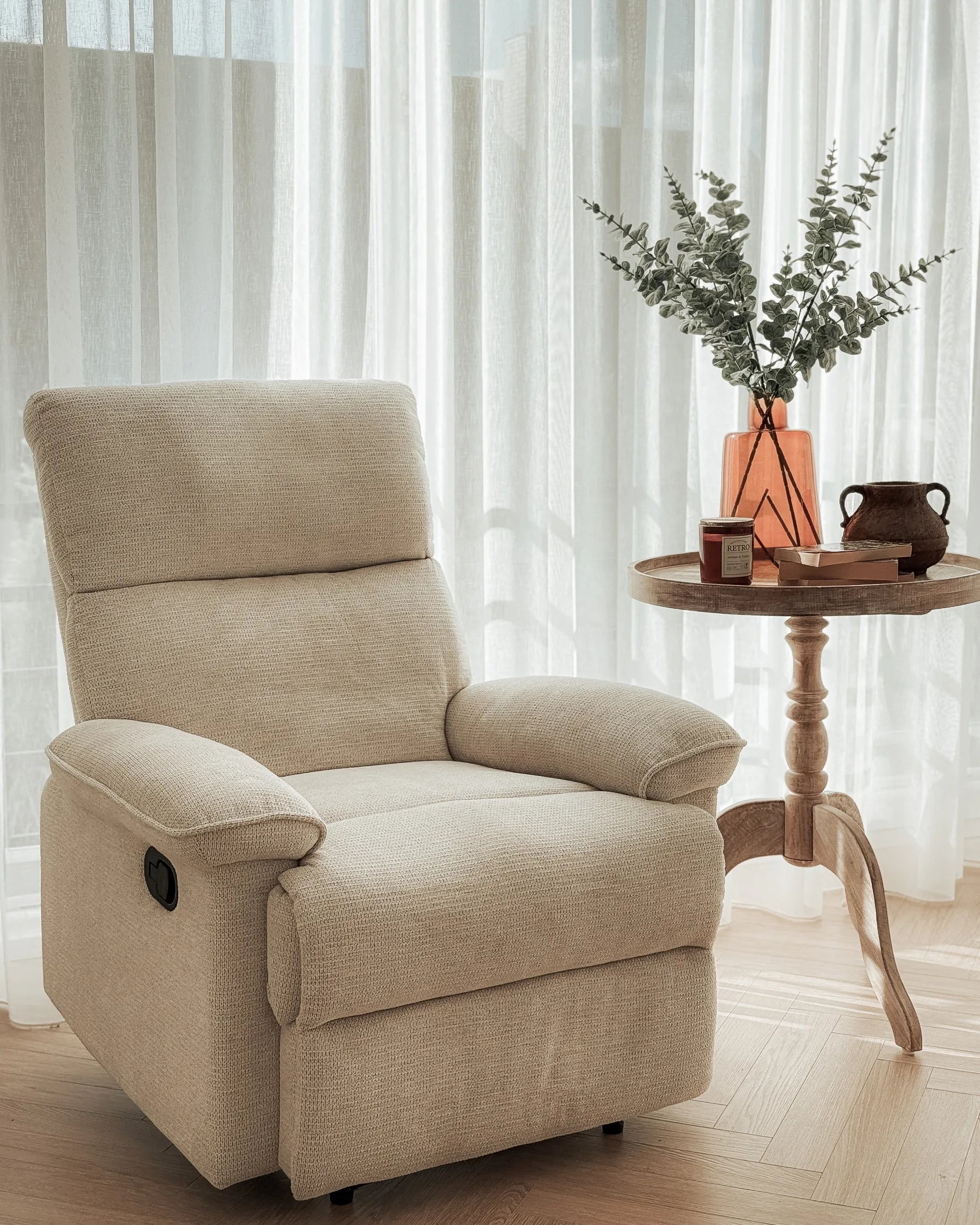 Recliner Chair EVERTON with Footrest Fabric Beige