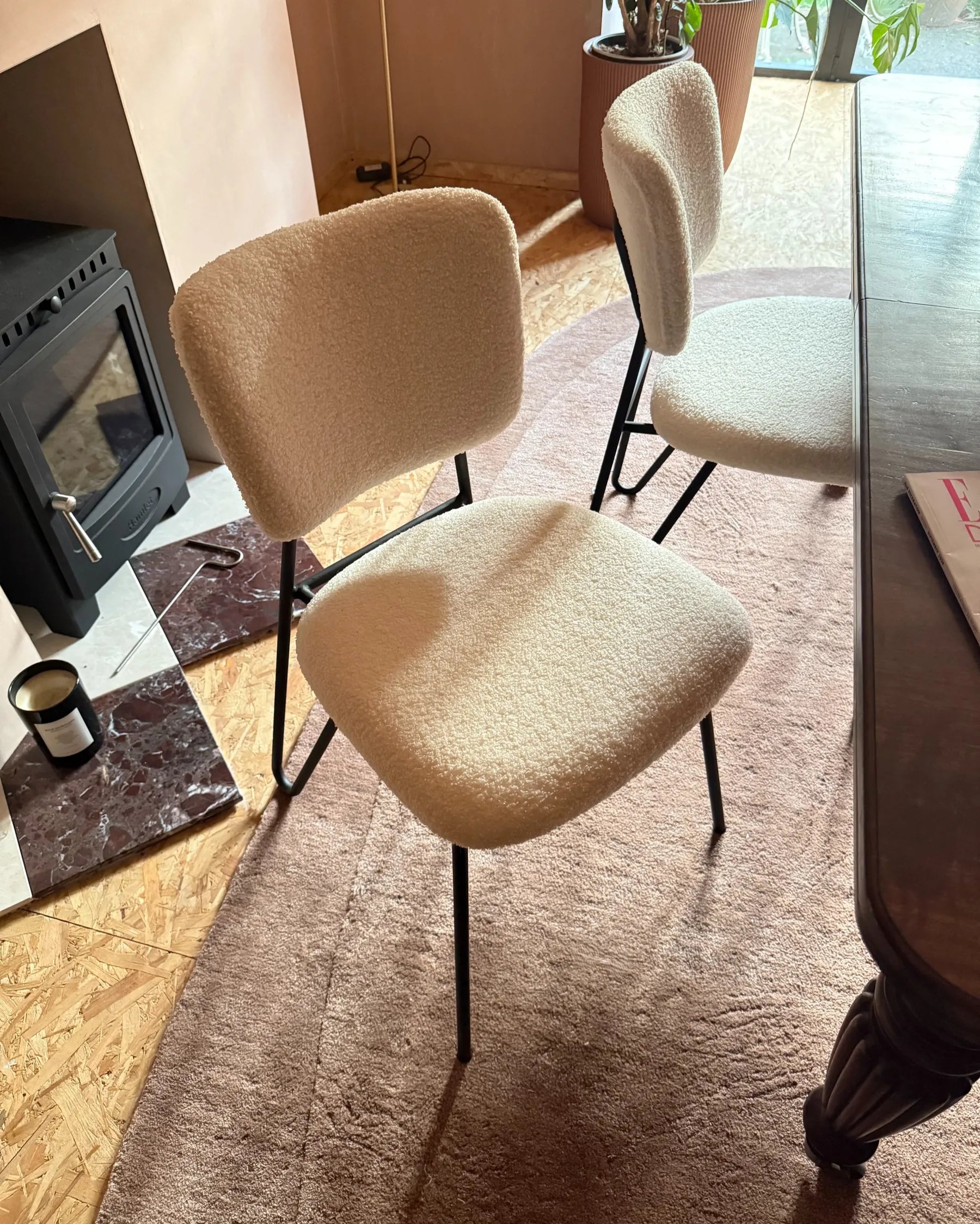 Set of 2 Dining Chairs NELKO Boucle Off-White
