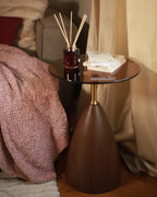 Side Table WALLIS Tempered Glass Brown