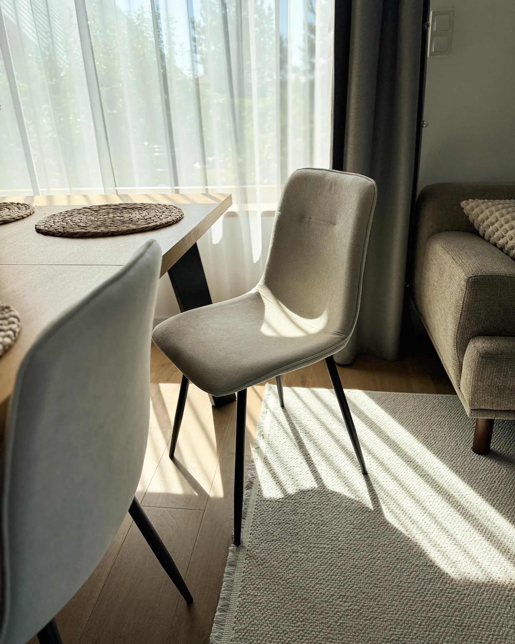 Set of 4 Dining Chairs TUSCOLA Fabric Light Beige