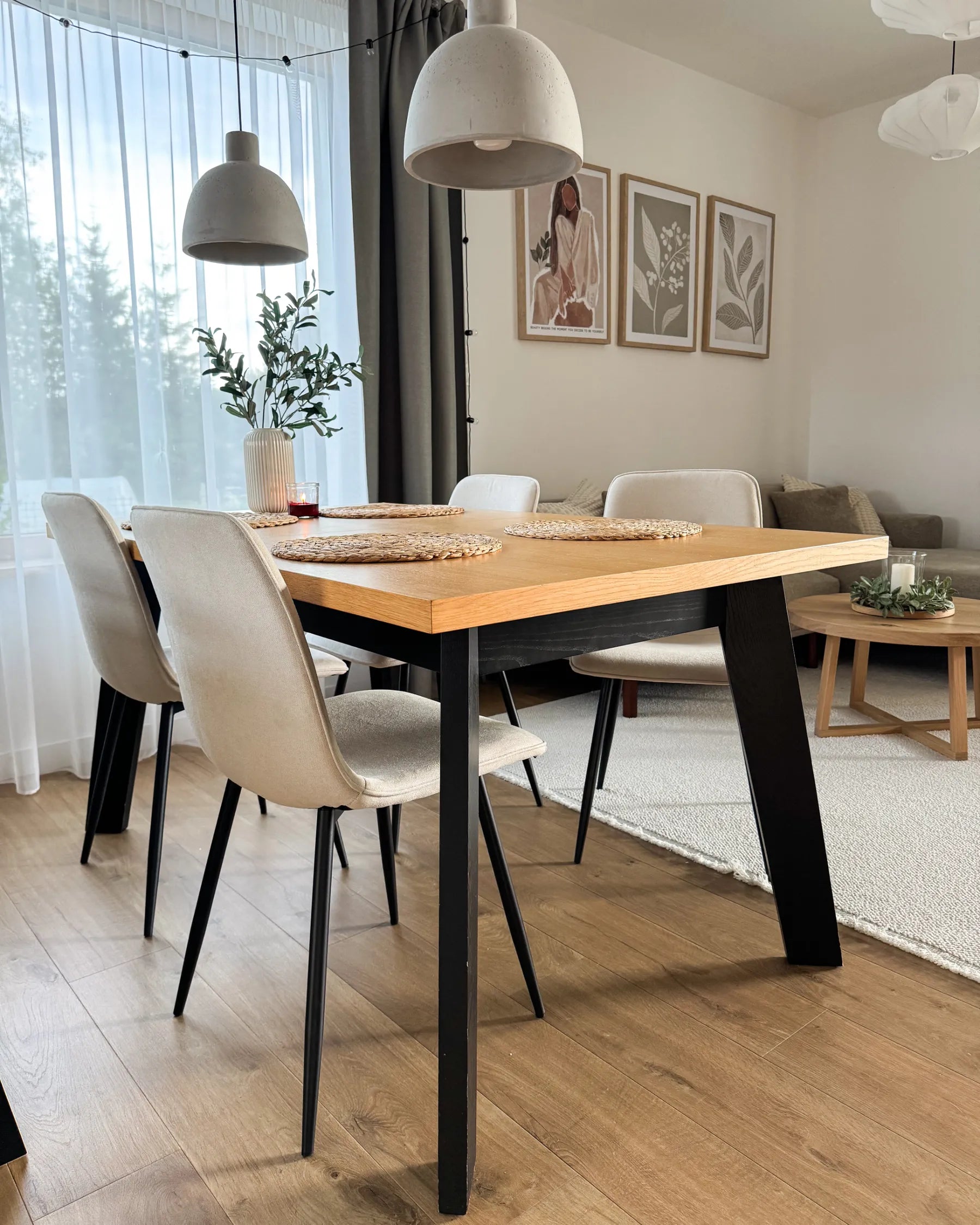 Set of 4 Dining Chairs TUSCOLA Fabric Light Beige