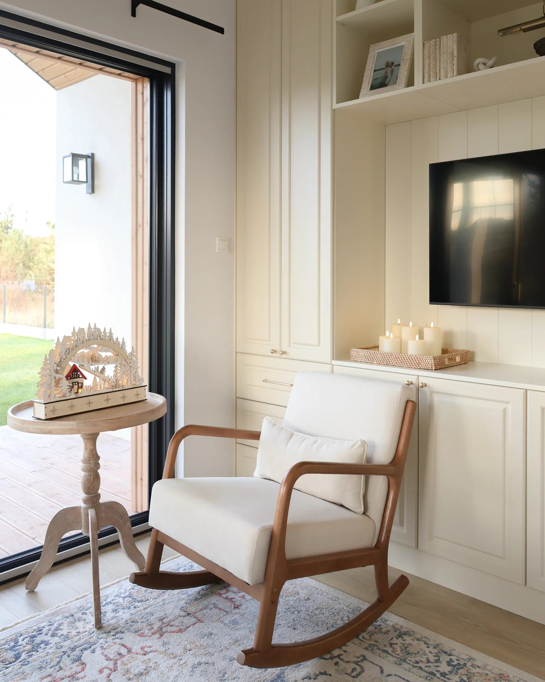 Rocking Chair SKOVDE Fabric Light Beige