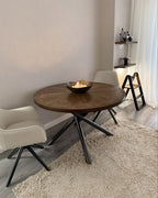Dining Table LORENZO Brown Ash Wood 120 cm 120 cm
